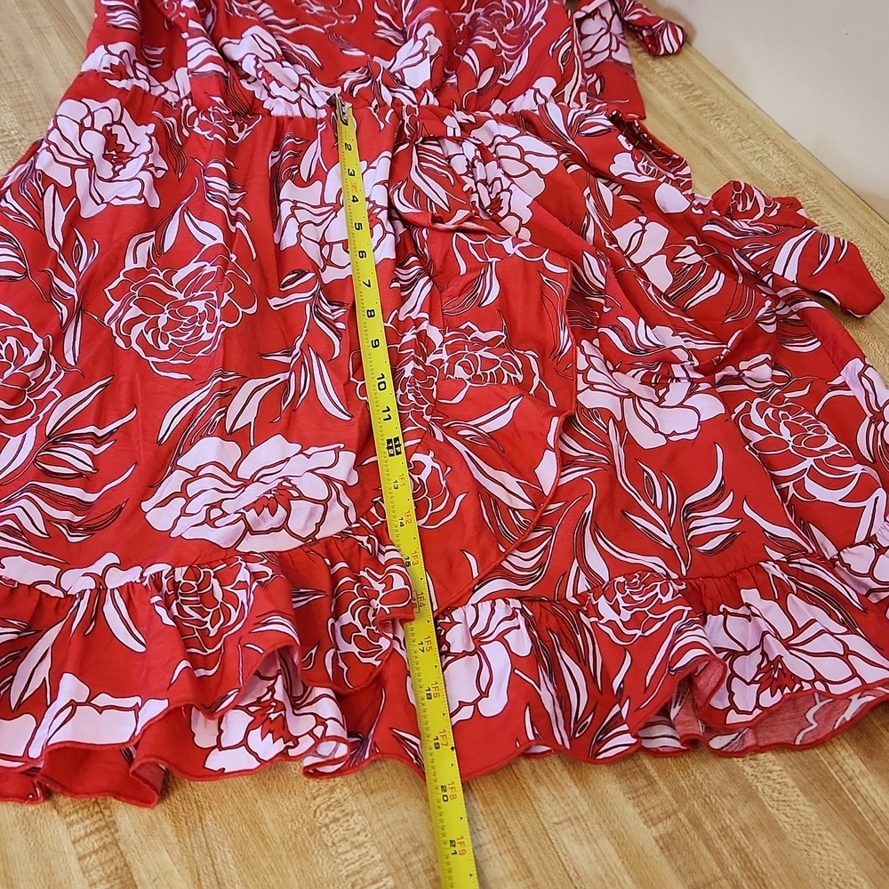 Calliope Floral Print Ruffled Wrap Mini Dress, size L - Picture 11 of 12